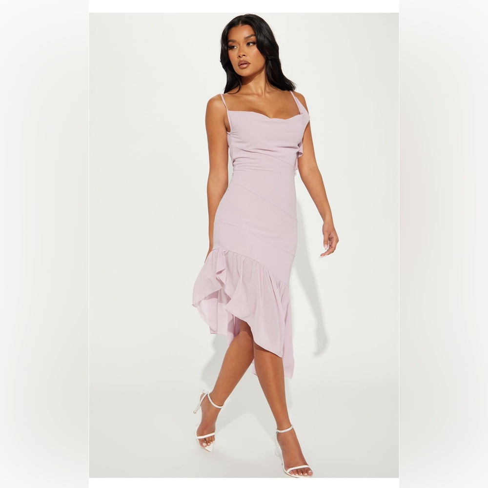 Fashion Nova Sabrina Chiffon Midi Dress - Mauve